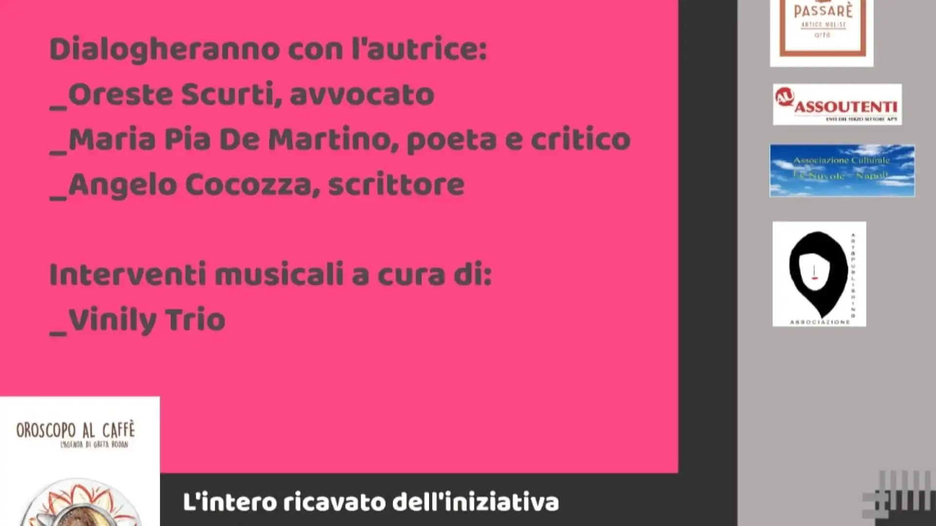 Venafro: sabato 26 novembre la presentazione di Oroscopo al Caffe’, edizione 2023 presso il Don Anto’.